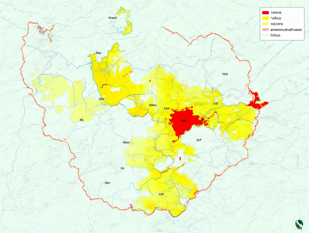 Mapa esquemático de la ciudad de Valdivia con zonas coloreadas que indican el riesgo de inundación por maremoto.