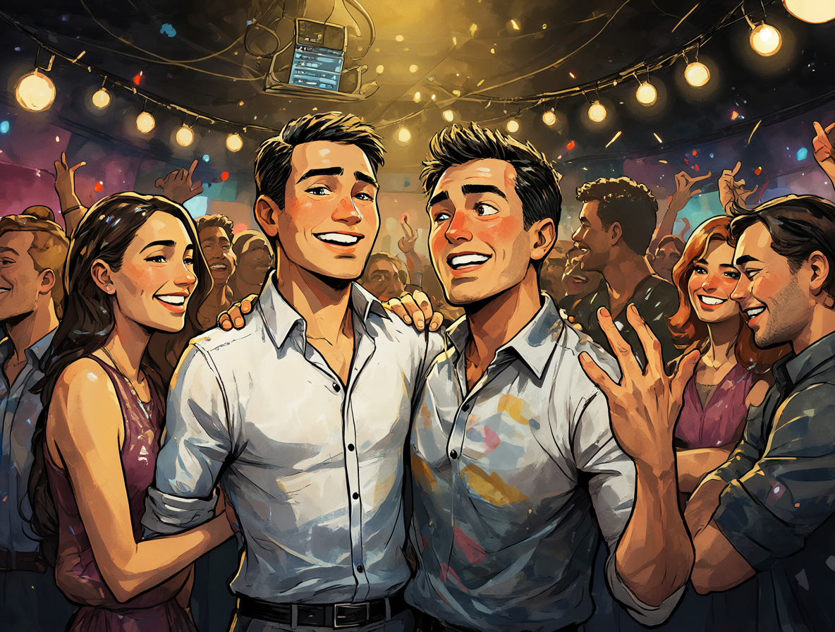 Persona en un evento social interactuando de forma casual y respetuosa.