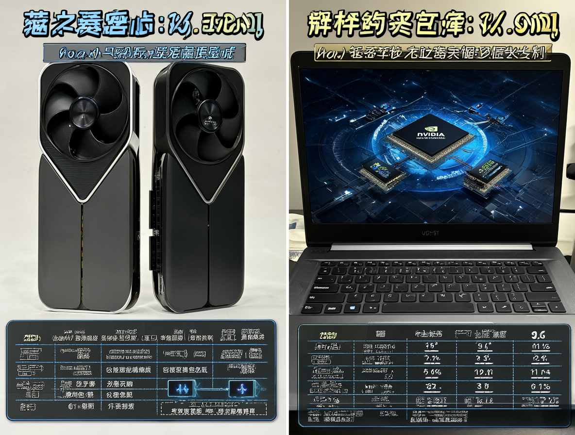 Imagen mostrando las especificaciones técnicas de la GPU de escritorio frente a la versión laptop.