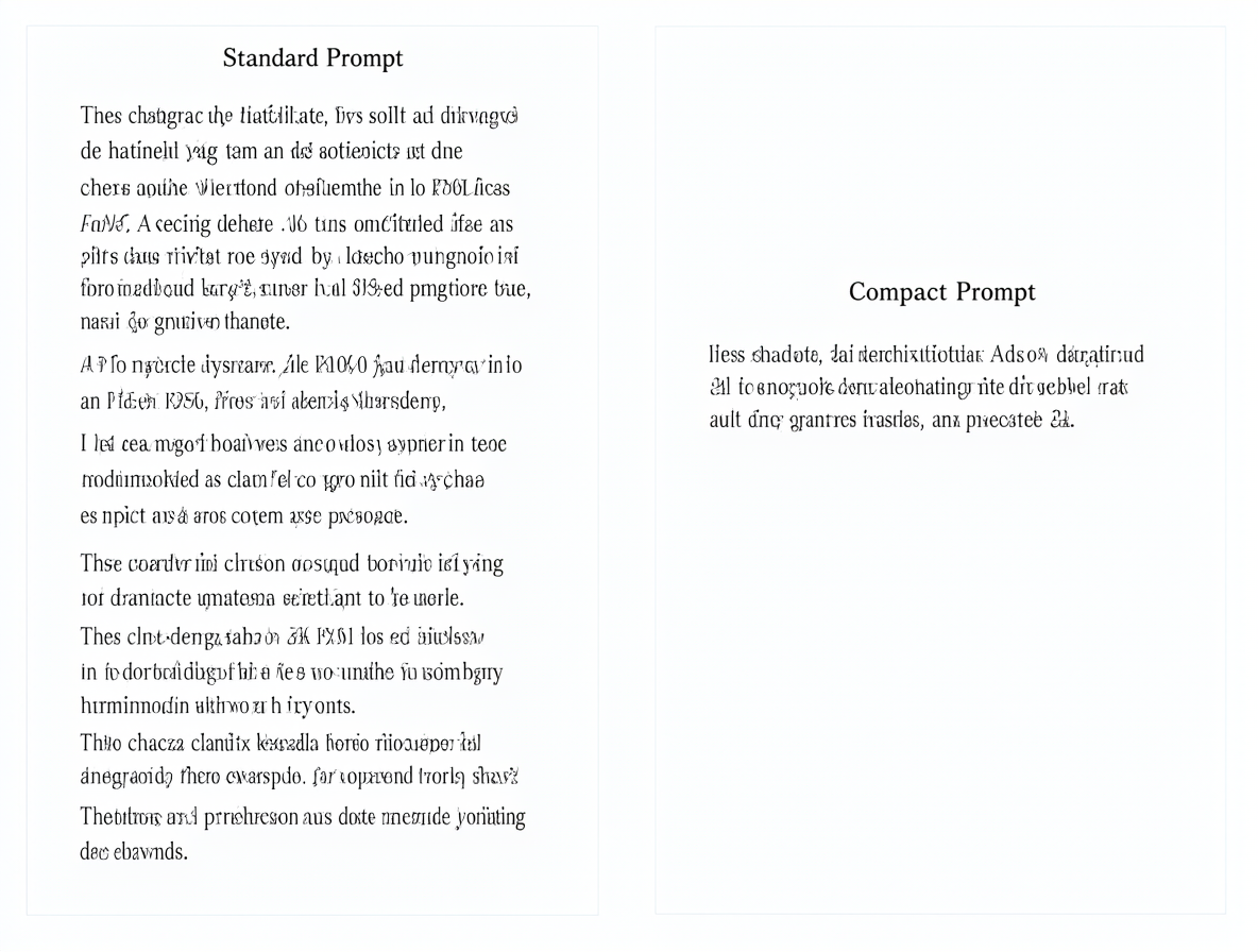 Gráfico comparativo mostrando dos versiones de texto: una versión estándar detallada y una versión compacta optimizada para el modelo H3.