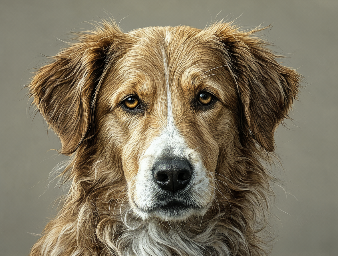 Retrato de un perro enfermo mostrando síntomas físicos