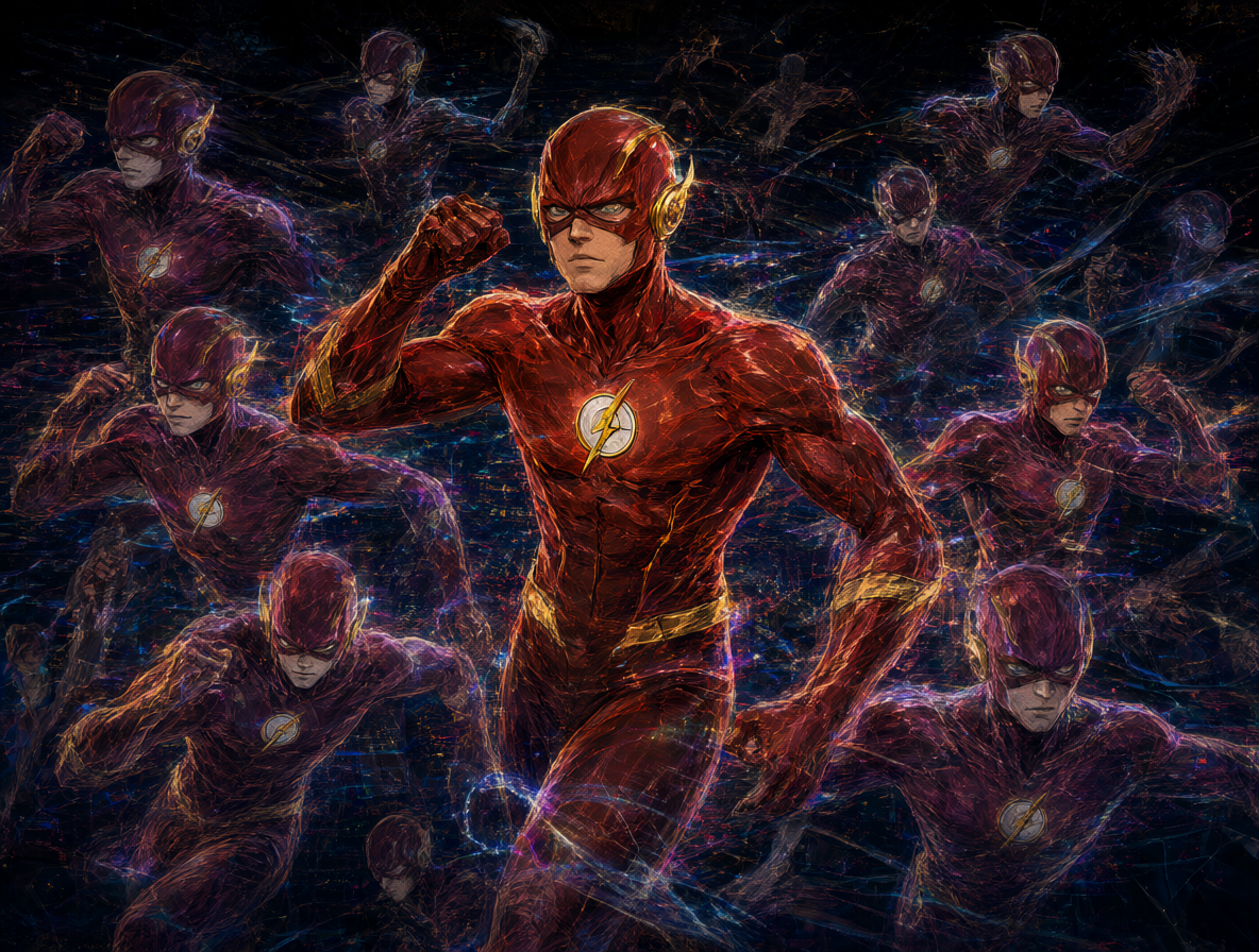 Flash vibrando entre diferentes dimensiones