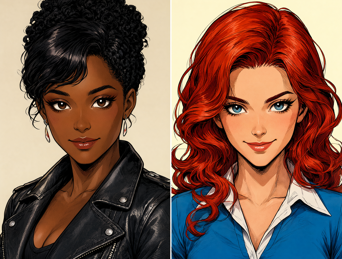 Imagen comparativa de Michelle Jones-Watson y Mary Jane Watson del cómic