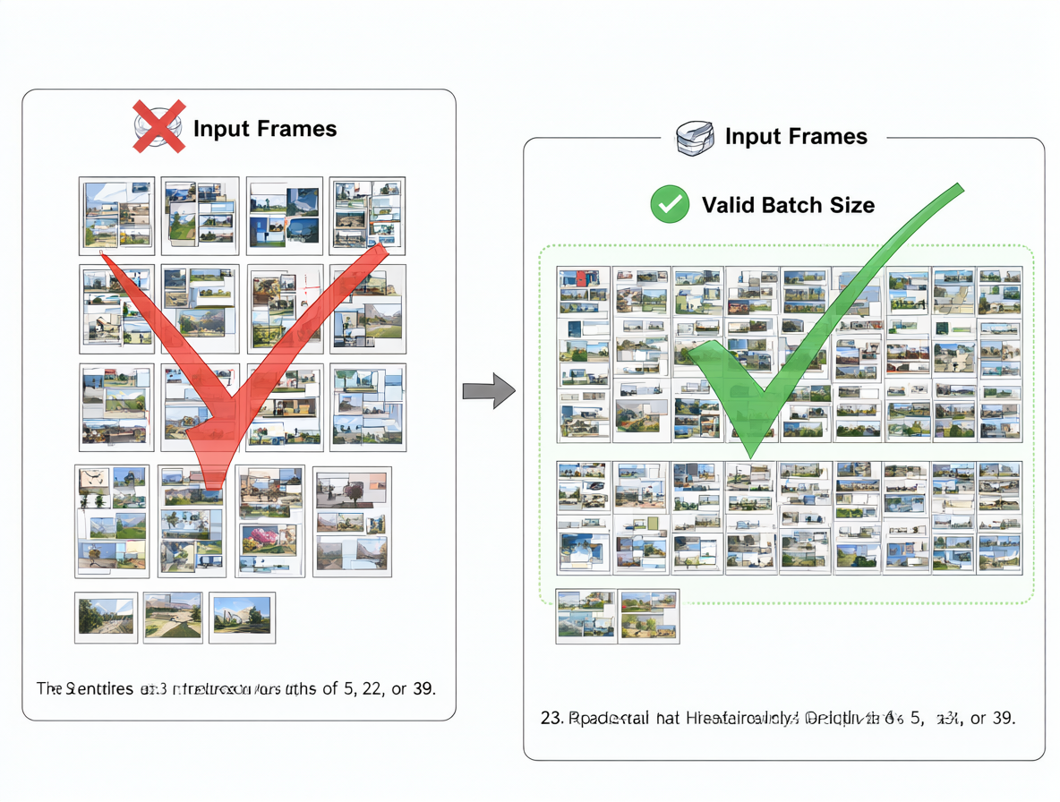 Imagen comparativa donde el primer recuadro muestra 20 frames marcados con una X roja, mientras que el segundo recuadro muestra 22 frames marcados con un check verde.