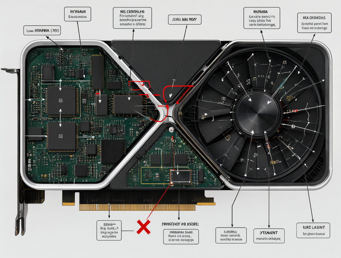 RTX 3090 graphics card with a technical flowchart indicating an initial setup failure related to attention mechanisms.