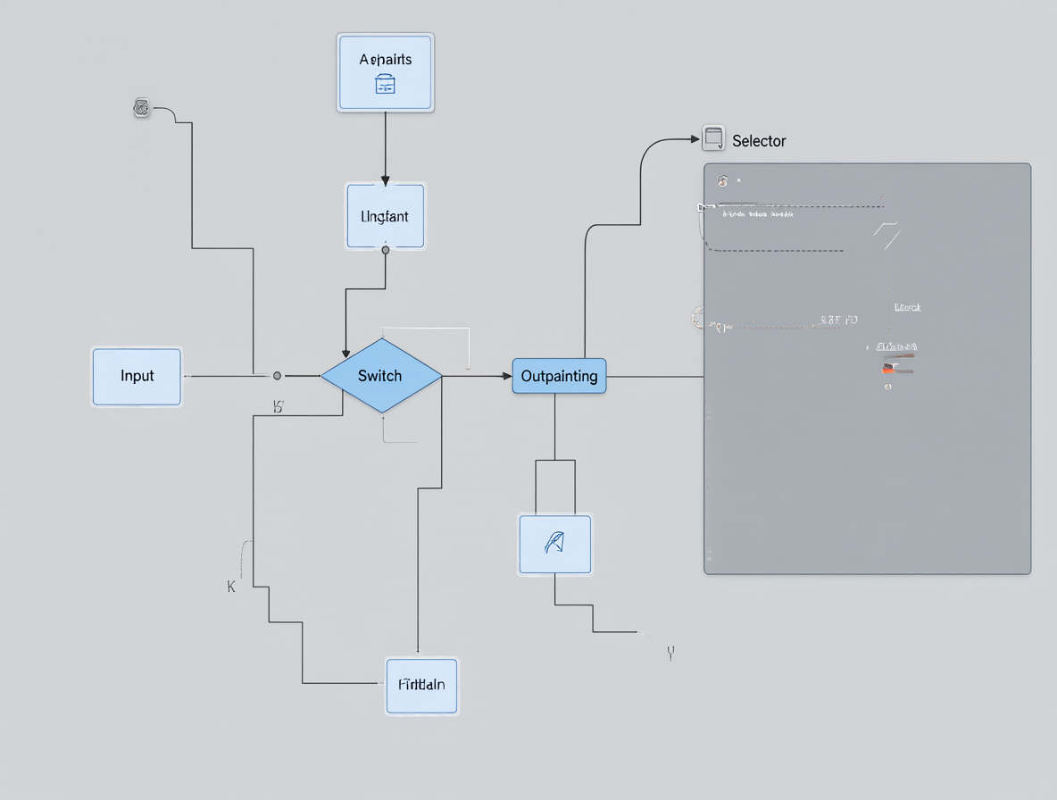 Un diagrama de flujo que representa nodos de software conectados en una interfaz de generación de imágenes.