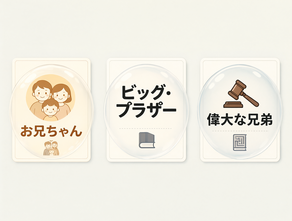 Infographic comparing three Japanese words for brother