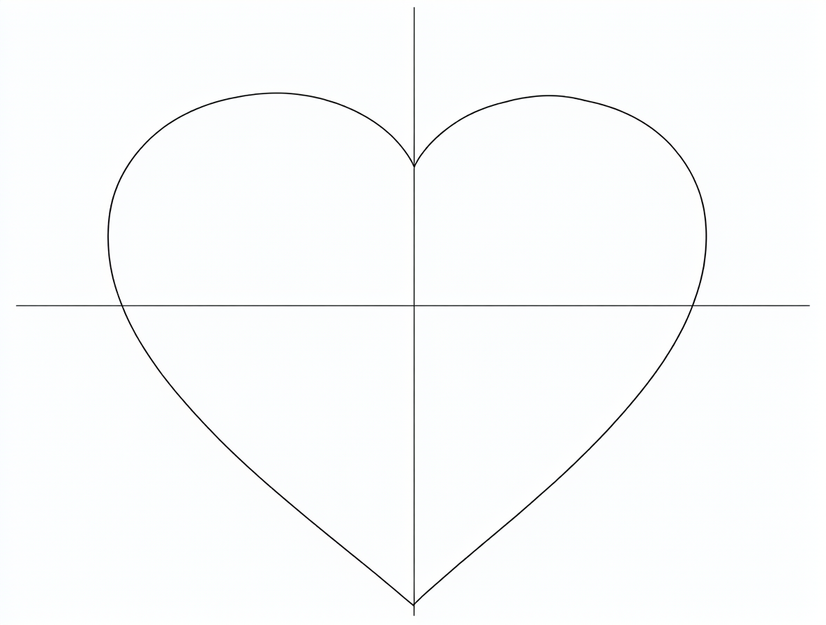 Gráfico matemático de una curva en forma de corazón sobre un sistema de coordenadas cartesianas con ejes claros y fondo blanco.