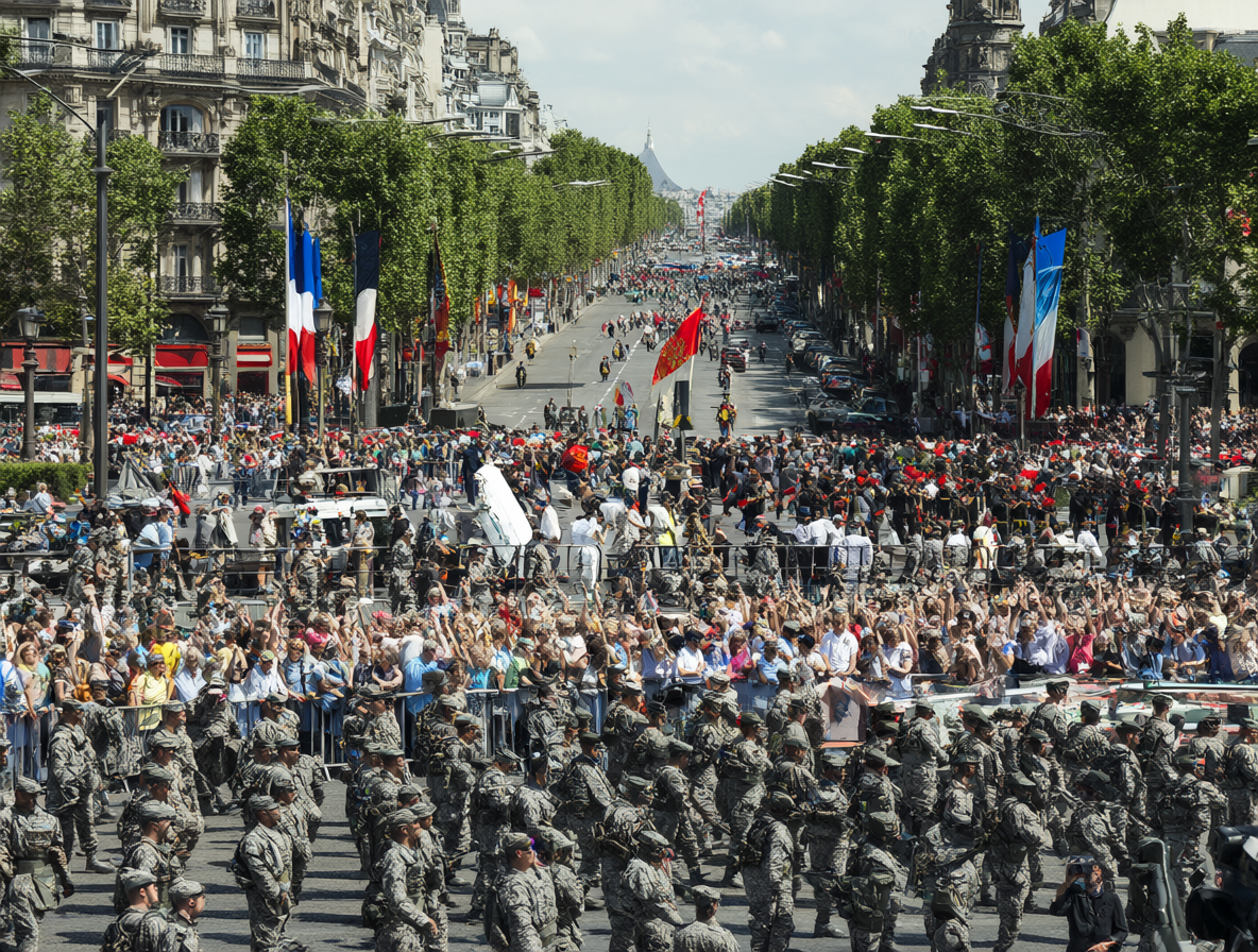 Paradas militares en París y Madrid con multitudes