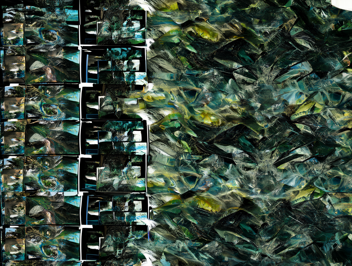 Composición abstracta digital mostrando la transformación de imágenes de izquierda a derecha.