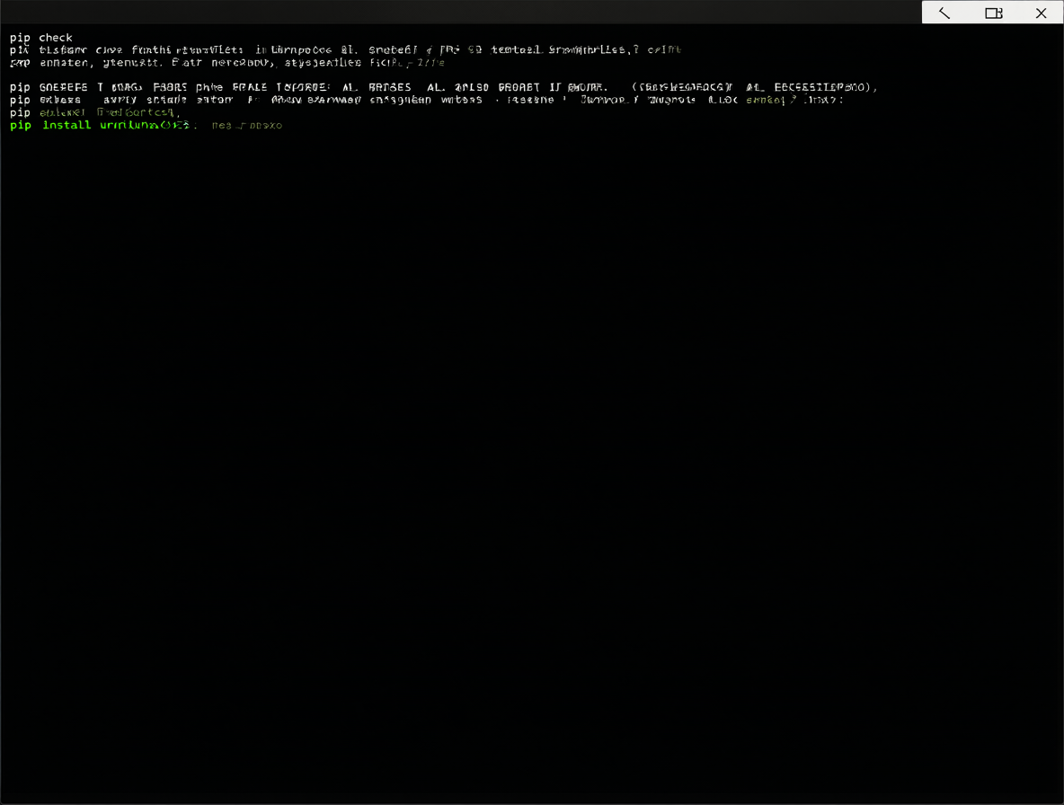 Captura de pantalla de un terminal con mensajes de éxito tras ejecutar pip check y corregir las dependencias.