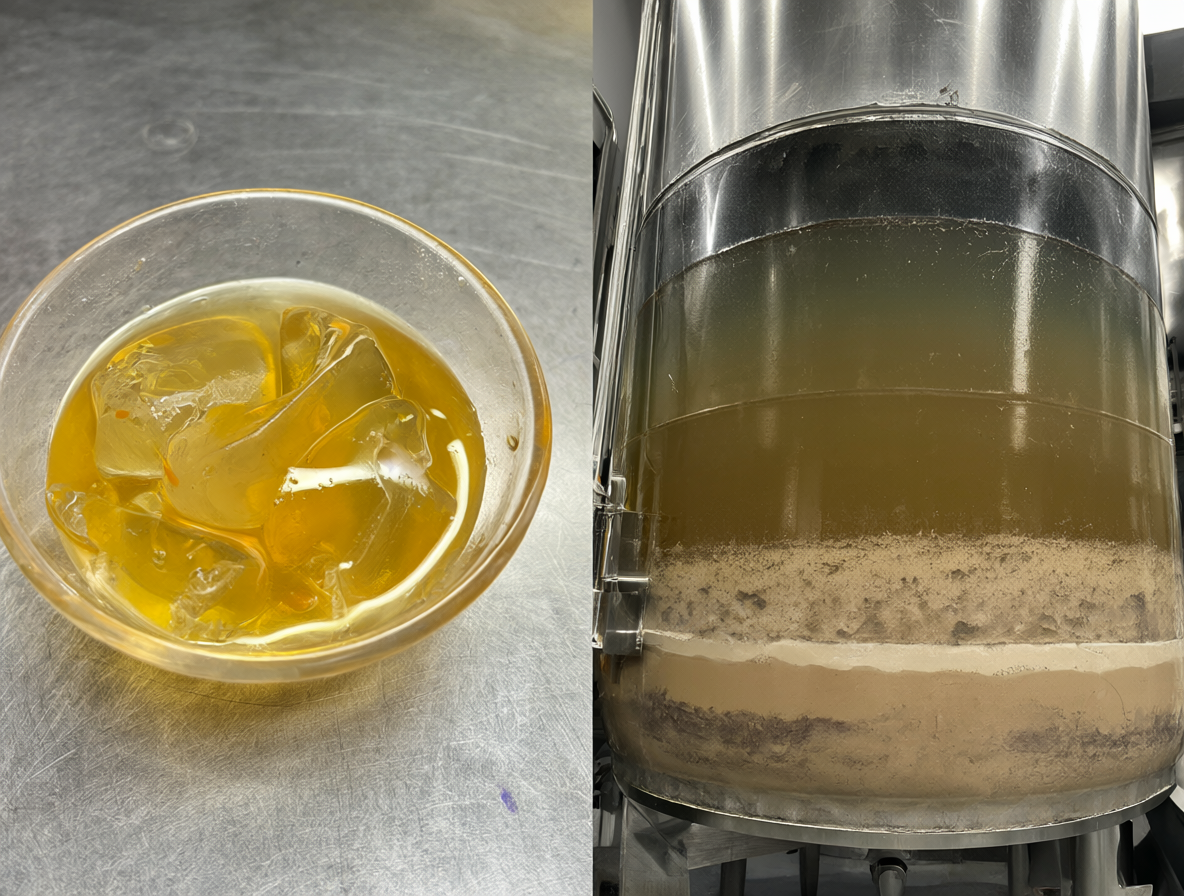 Split view of traditional animal-based fining agents versus vegan bentonite filtration