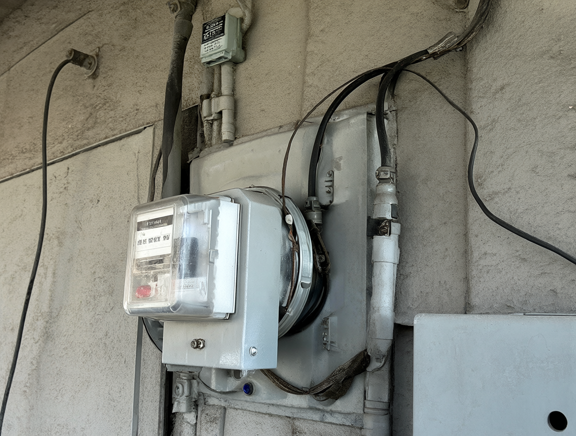 Disjuntor eléctrico externo junto al medidor