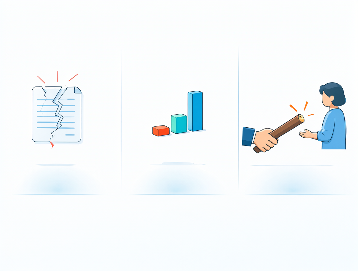 Infografía con iconos representando los tres tipos de mentira: error directo, estirar datos y atribución incorrecta.