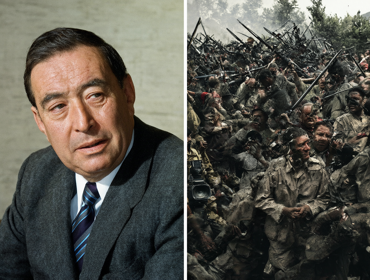 Split composition showing two eras of Chilean media history and the transition between them