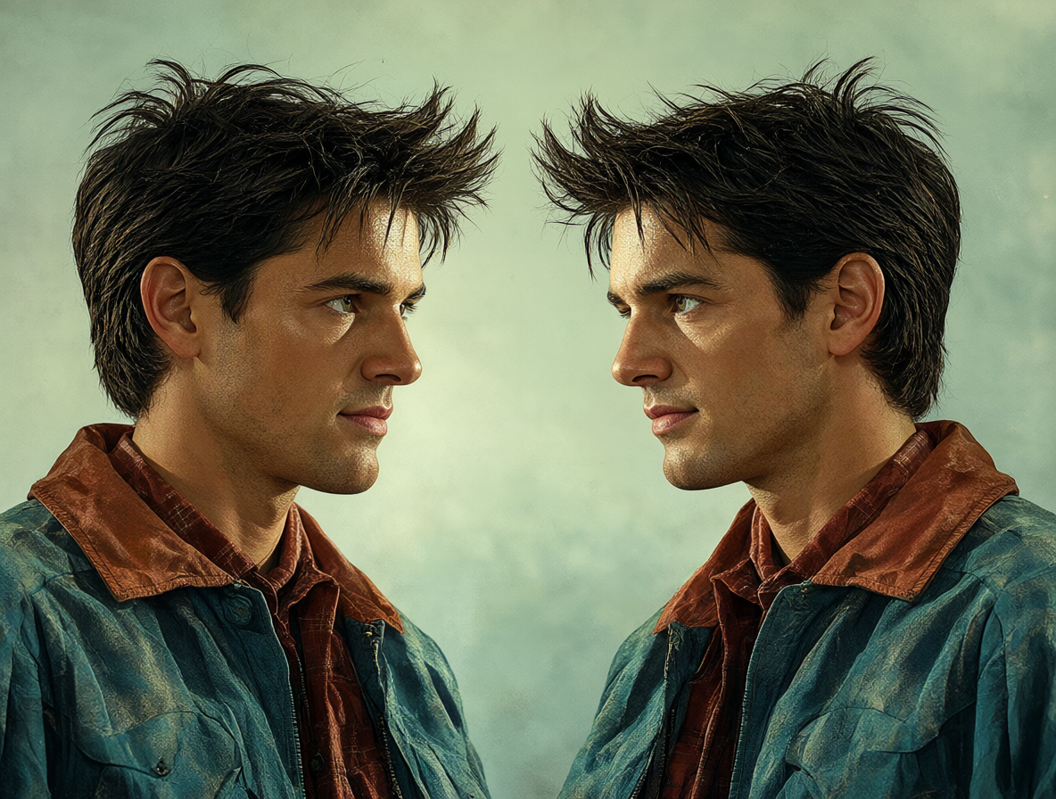 Dos versiones de Marty McFly mirándose en un bucle temporal infinito