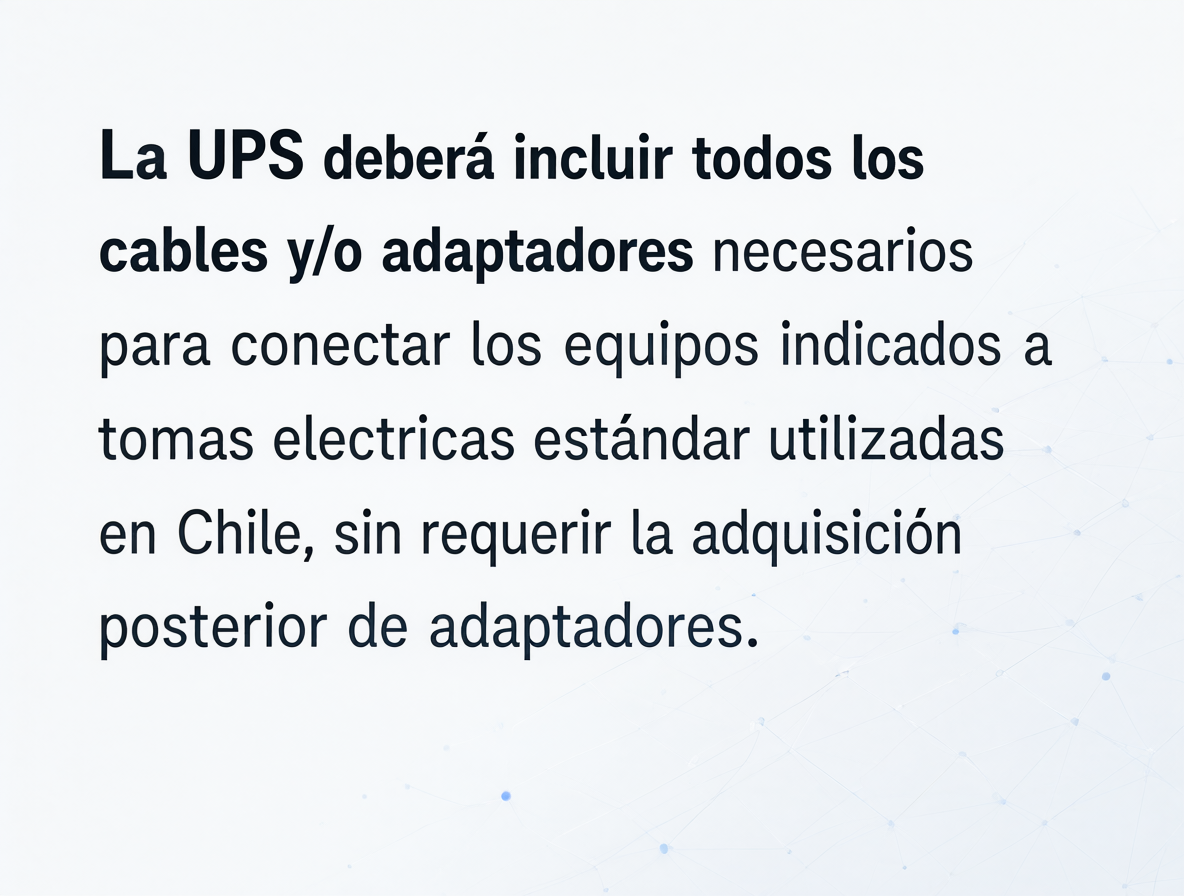 Infographic snippet showing the bold text requirement for purchasing power systems in Chile.