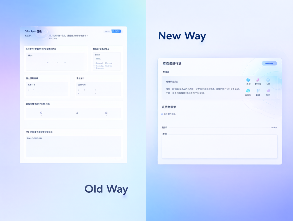 Split-screen illustration comparing two AI workflows: left side shows traditional Stable Diffusion with positive/negative boxes, right side shows MiniMax H3 with a single descriptive box.