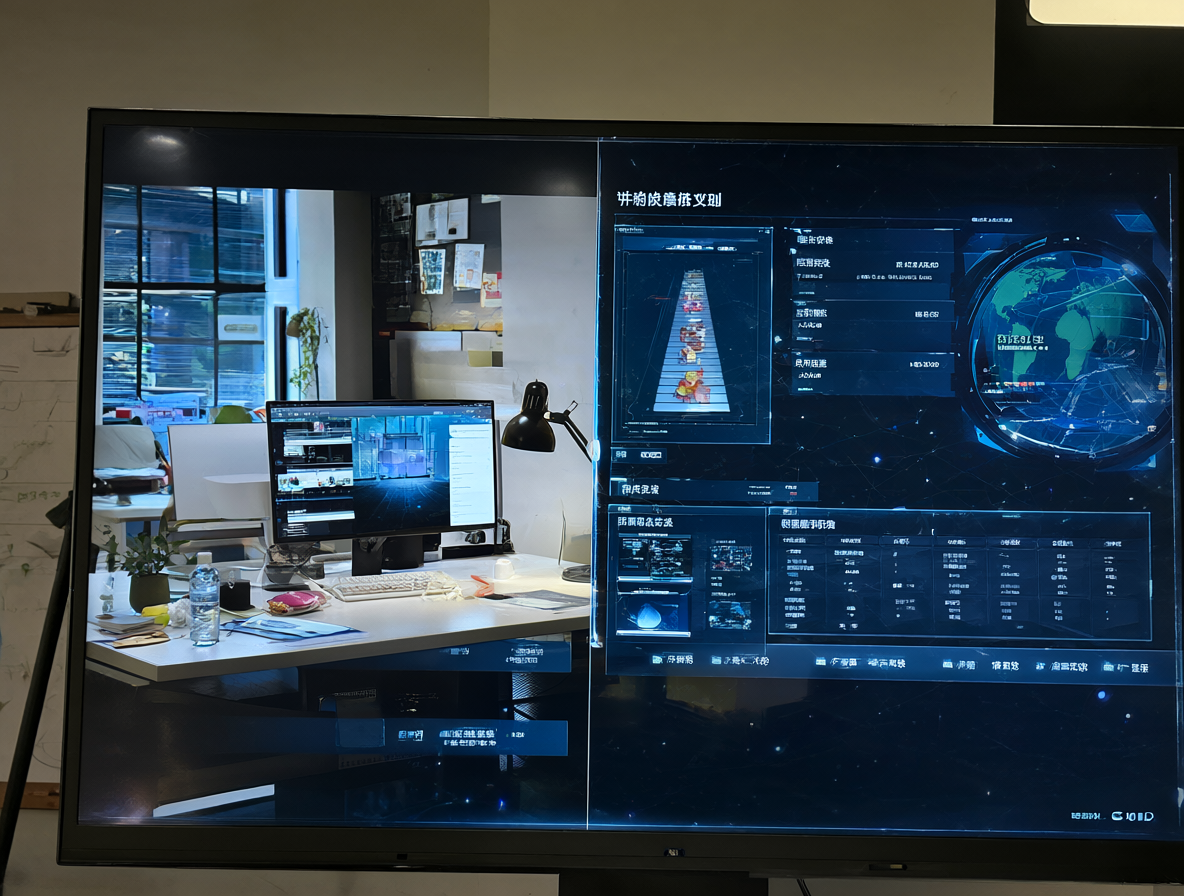 Un profesional utilizando su tiempo personal para explorar herramientas de inteligencia artificial mientras mantiene su presencia en el lugar de trabajo.