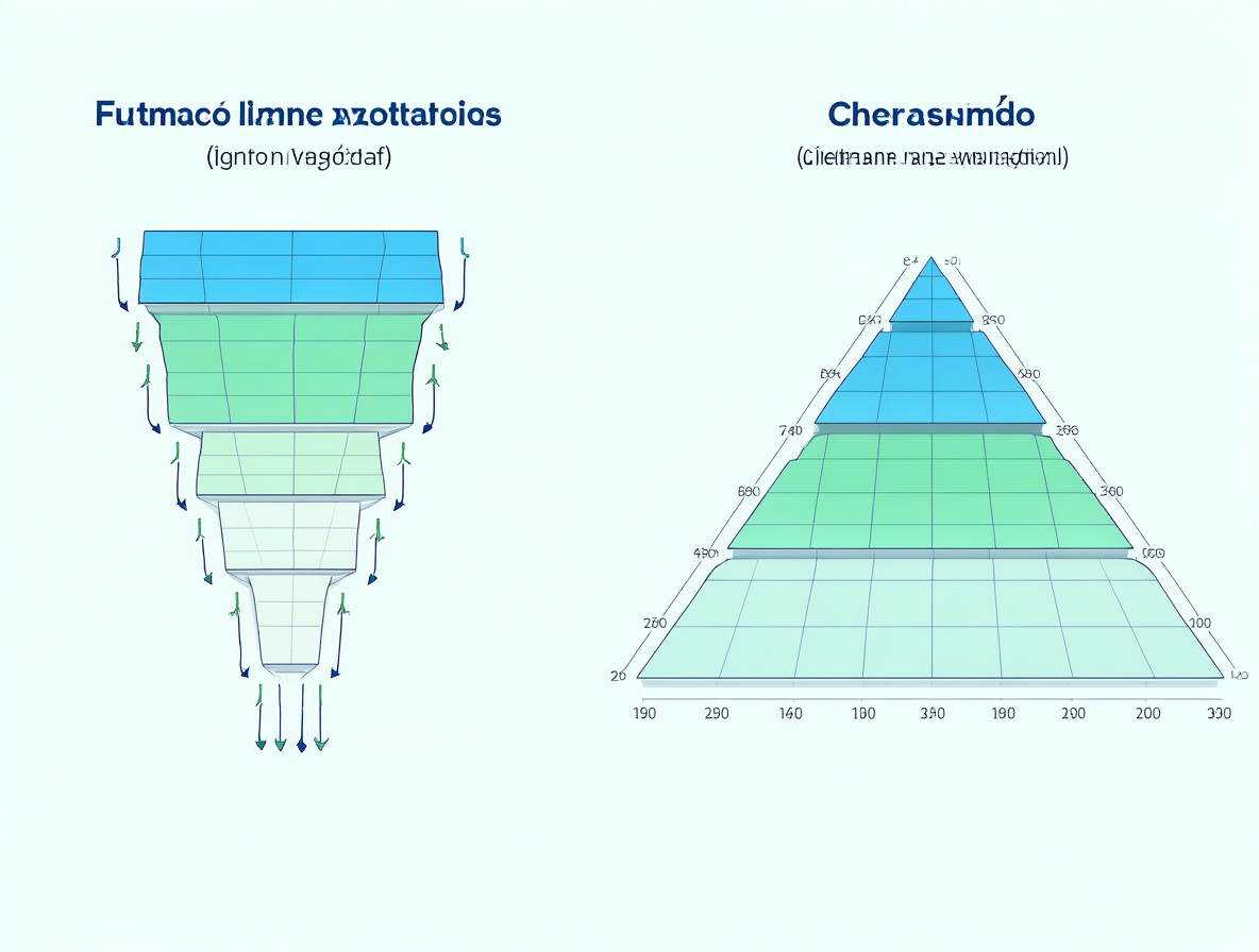 Gráfico comparativo que ilustra el efecto piramidal en negocios versus un crecimiento sostenible basado en la retención.