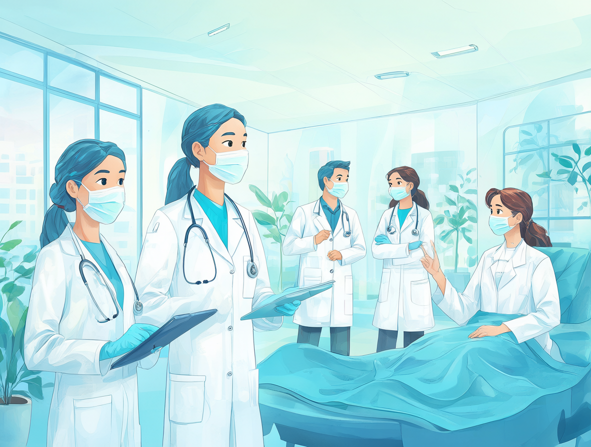 Profesionales de salud colaborando en un entorno de trabajo moderno