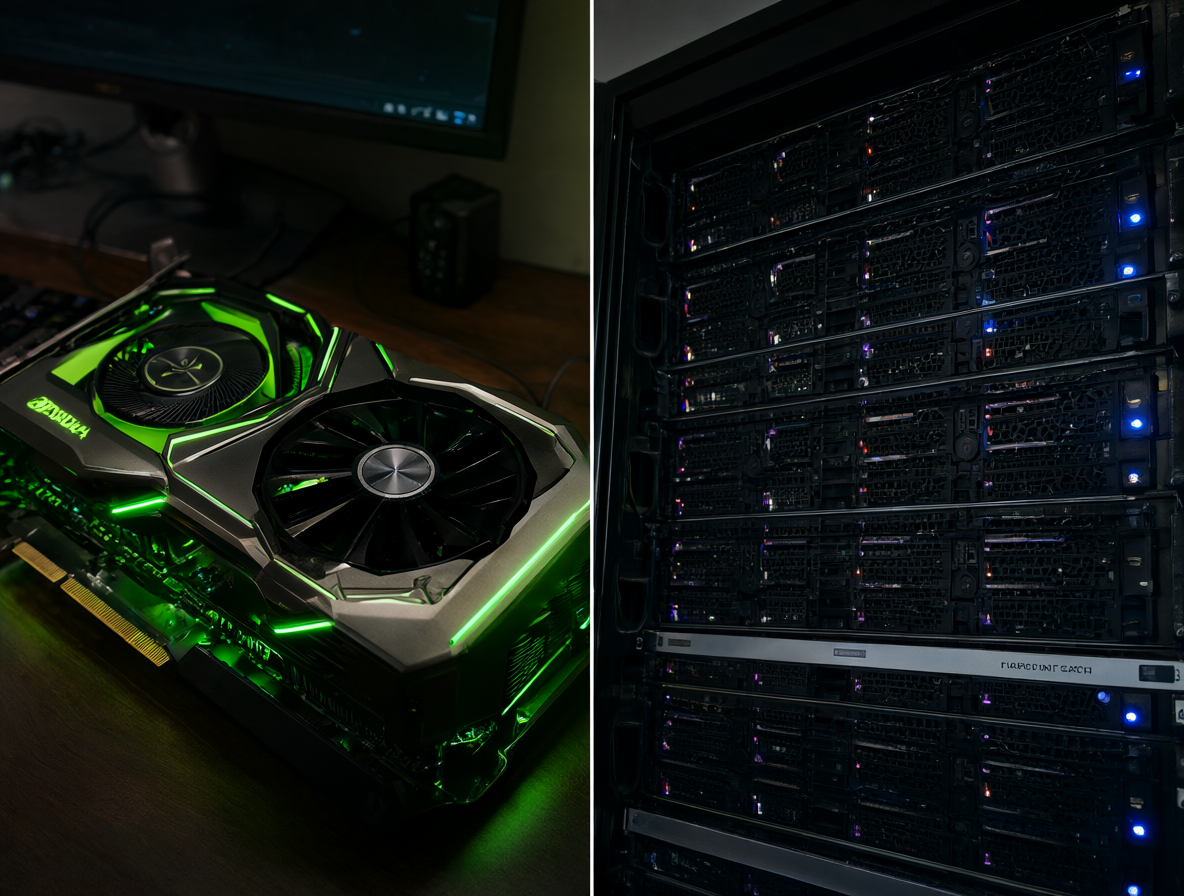 Imagen comparativa de GPU local versus servidores cloud.