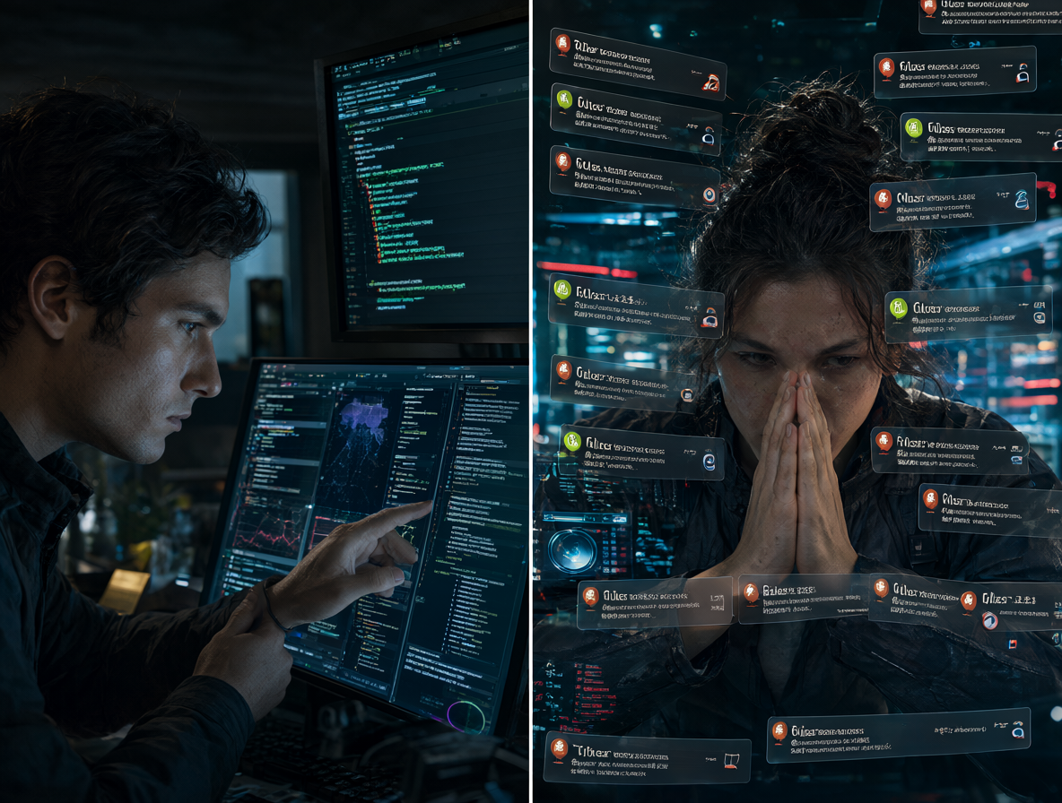 Comparación visual entre la investigación proactiva de hardware y la reacción pasiva ante ofertas masivas.