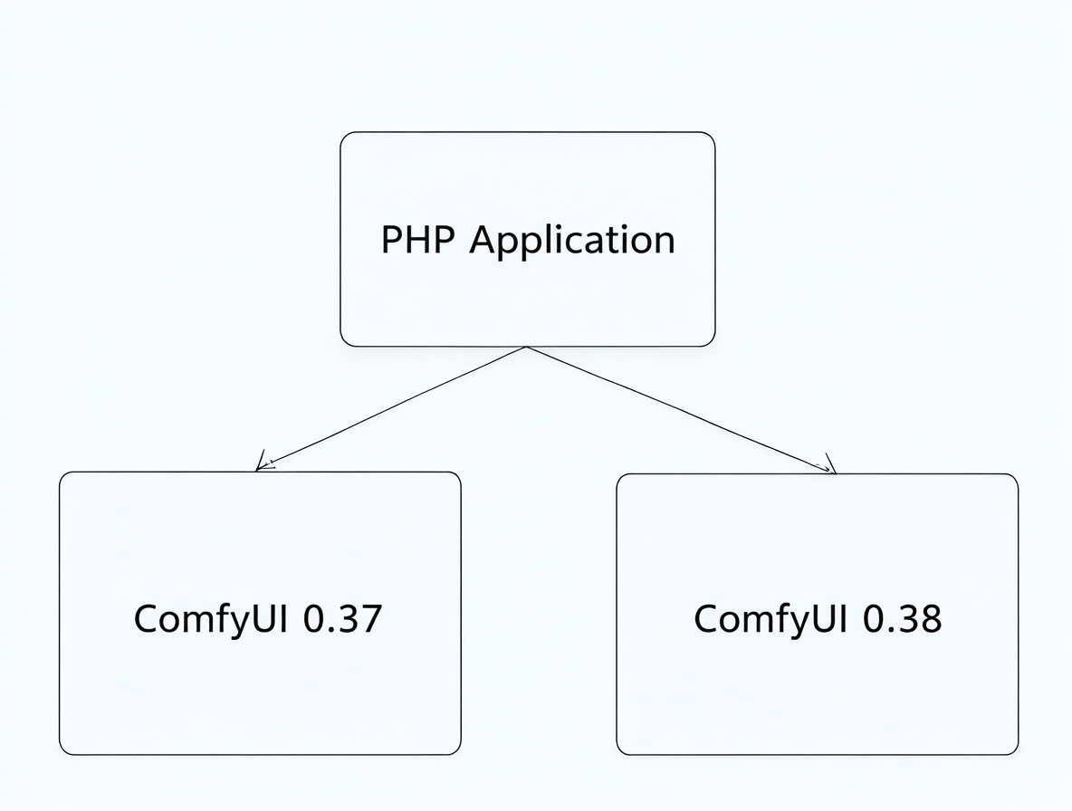 Representación visual de cómo una aplicación puede manejar múltiples versiones del mismo software.