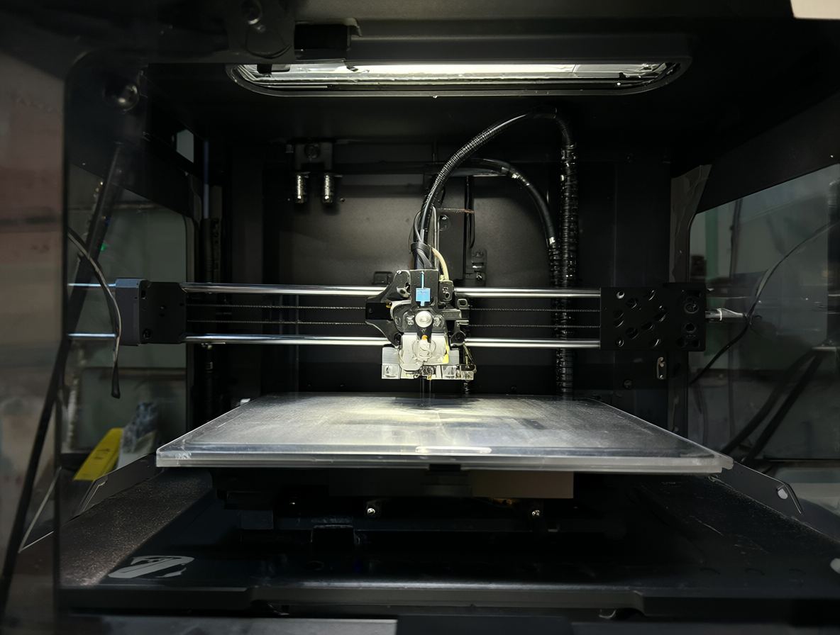 Una vista detallada de una impresora 3D FDM moderna