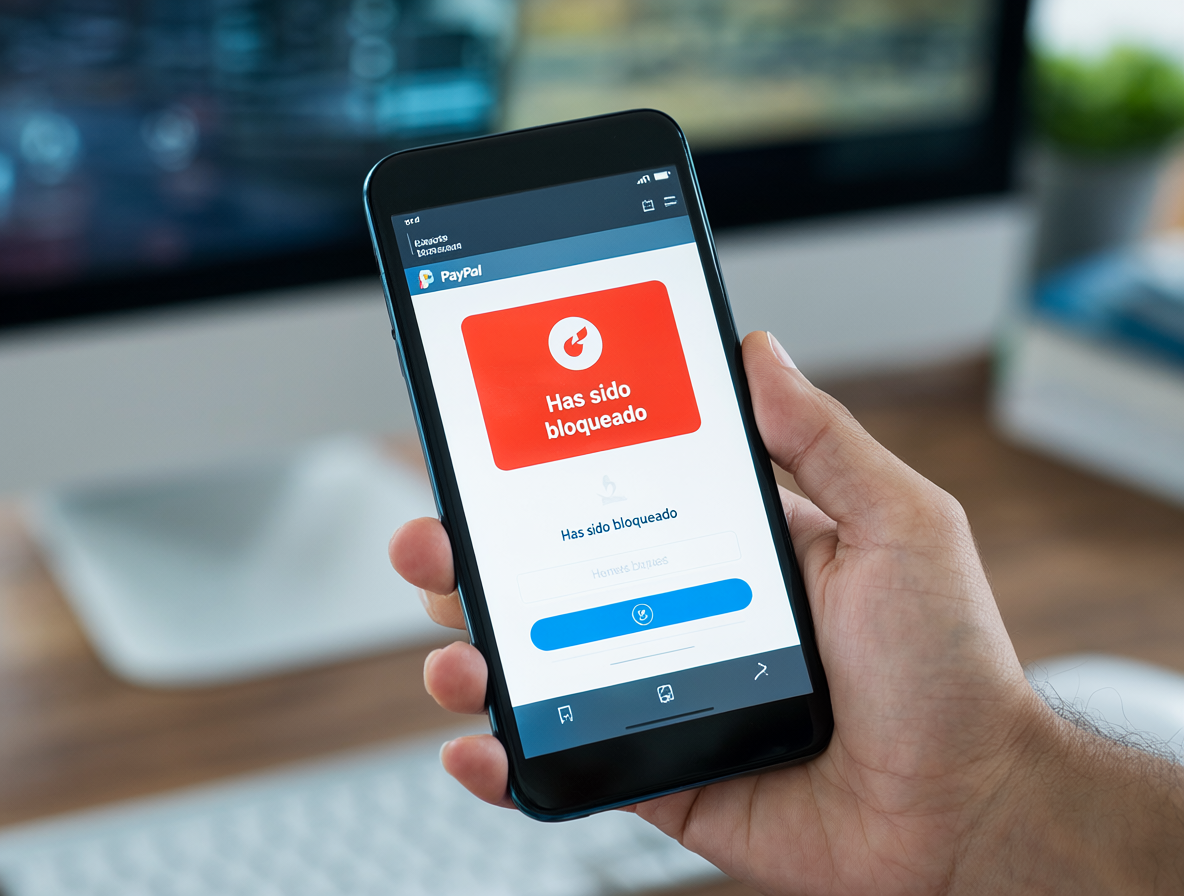 Smartphone mostrando un mensaje de error rojo de PayPal