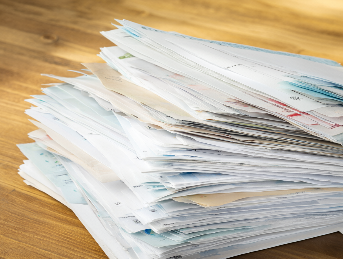Documentación financiera organizada sobre un escritorio de trabajo.
