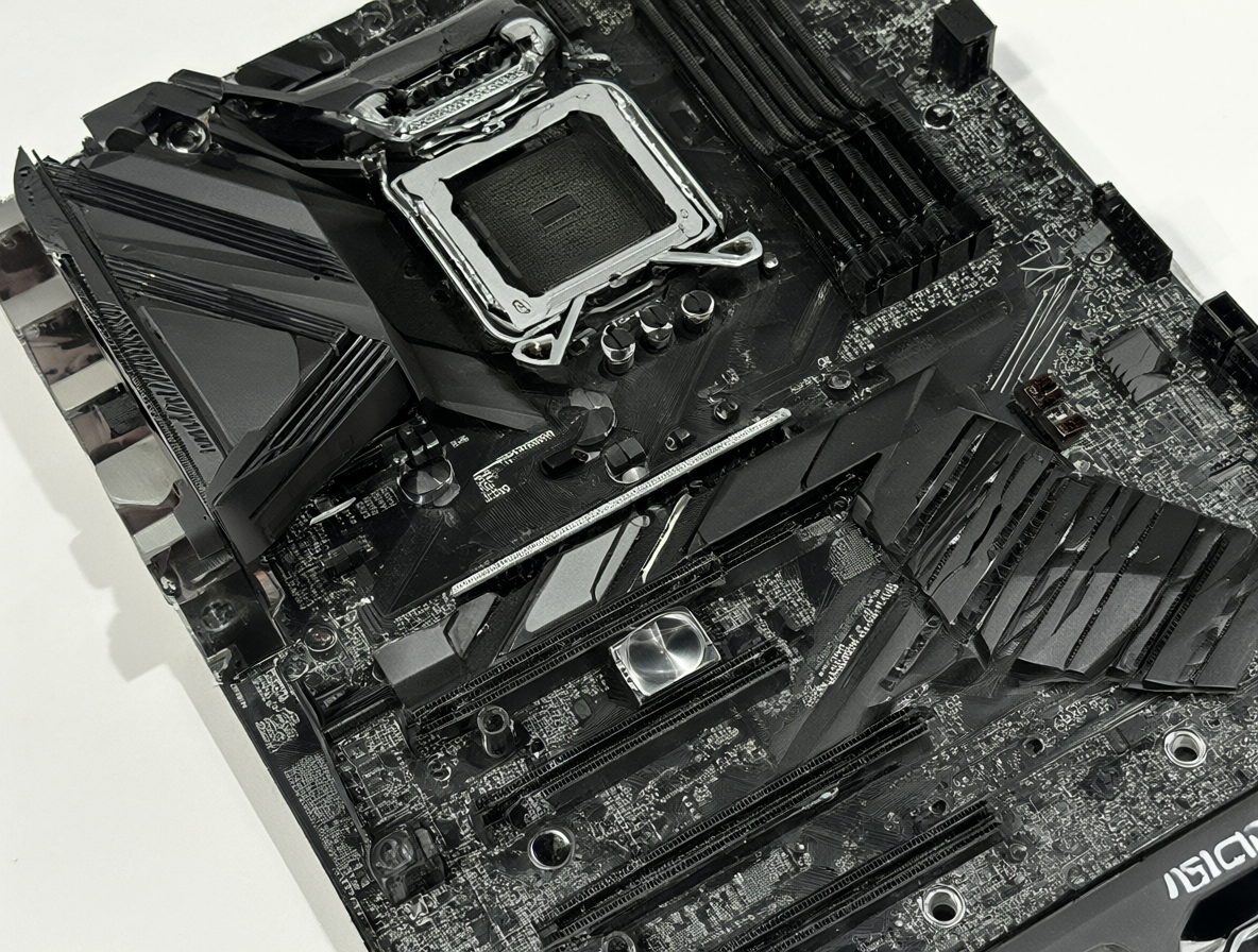 Una imagen detallada mostrando una placa base Gigabyte Z690 UD DDR4 y una tarjeta gráfica NVIDIA RTX 3090, enfocadas en su hardware.