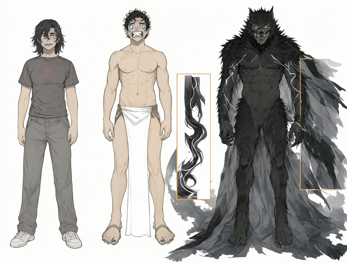 Diagram showing the three-image workflow and how fur masks anatomical errors.