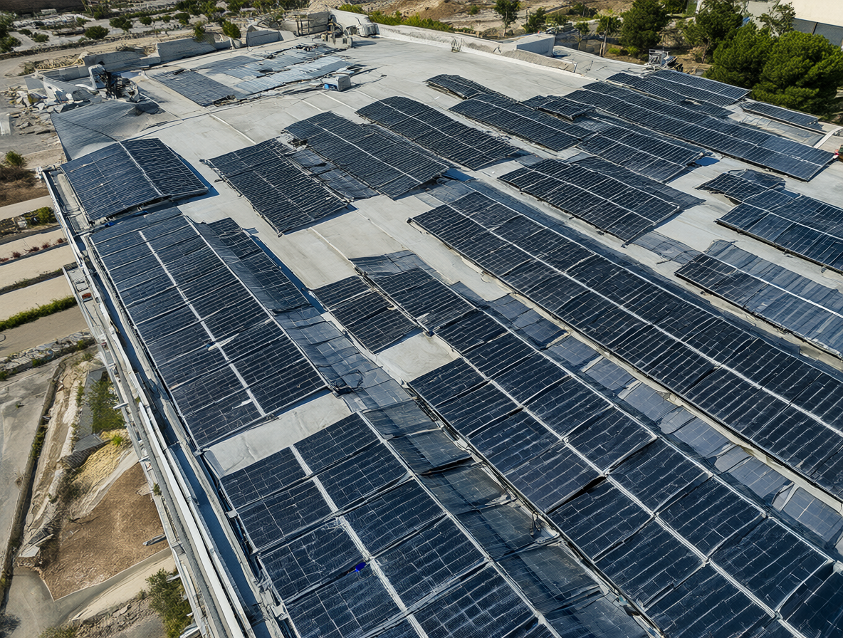 Panels solares instalados sobre un tejado con cámara de aire visible