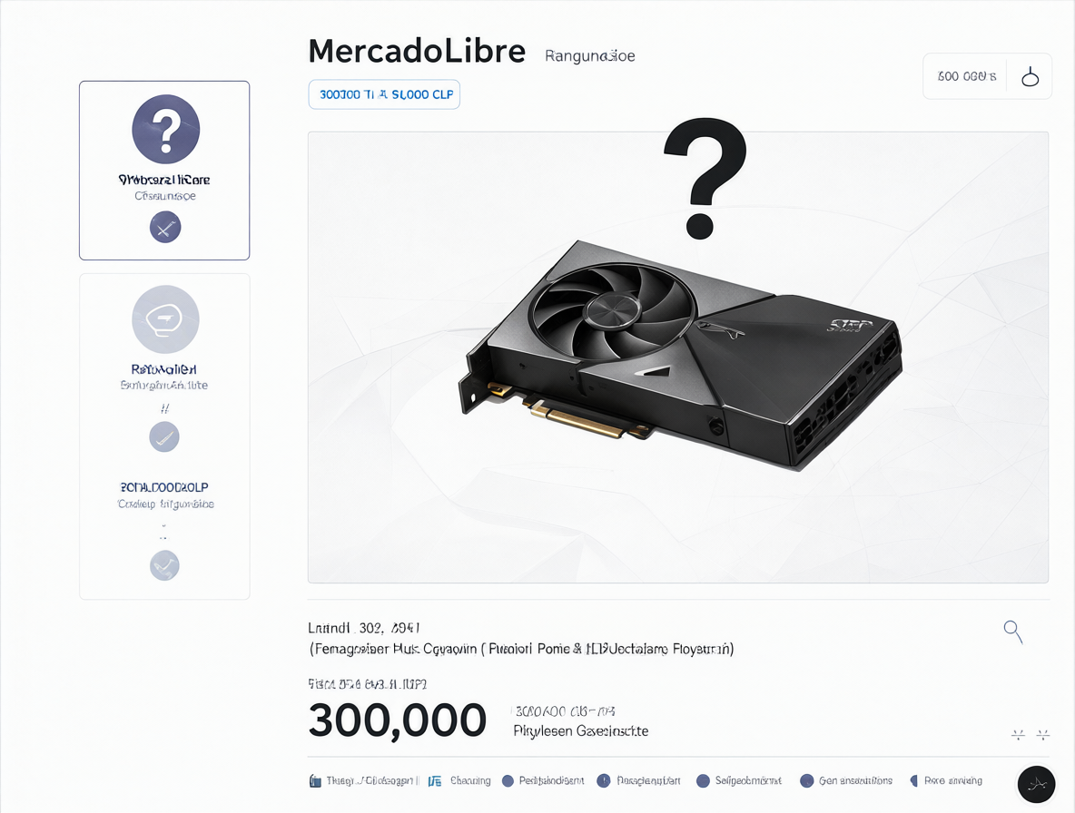 Una captura de pantalla de una página de producto de MercadoLibre mostrando una tarjeta gráfica P40 con un signo de interrogación gigante.