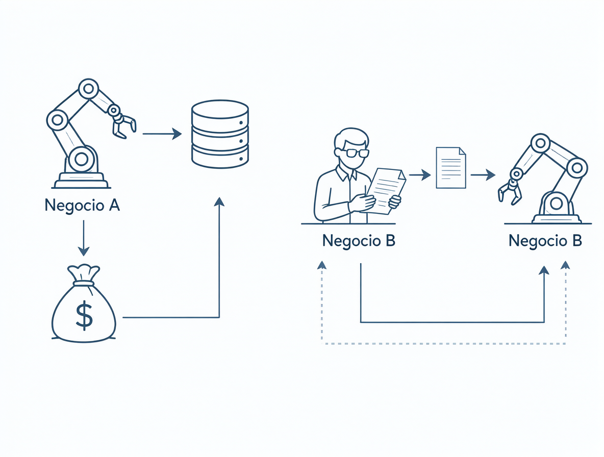 Diagrama comparativo entre modelos de negocio con y sin supervisión humana