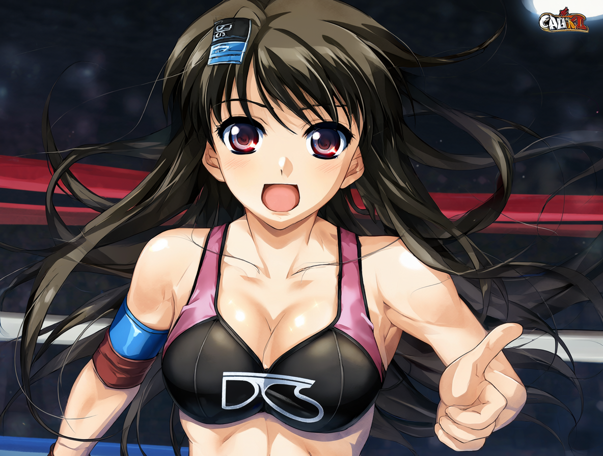 Ilustración de una luchadora japonesa en un ring