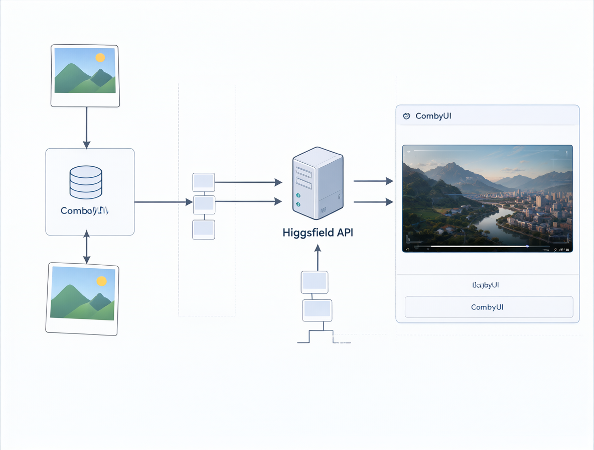 Esquema técnico mostrando el flujo de datos entre un entorno local y una API en la nube.
