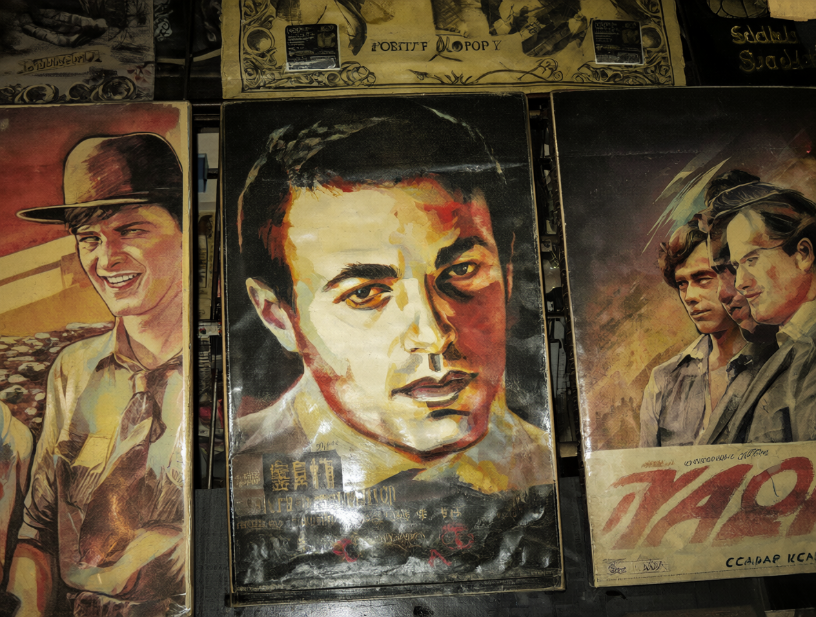 Varios carteles de películas antiguas en una sala de cine