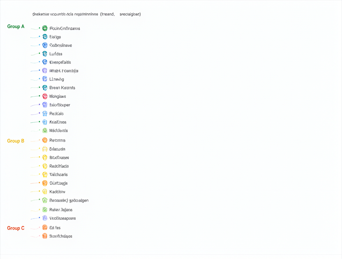 Lista organizada de 23 paquetes de nodos divididos en grupos por función