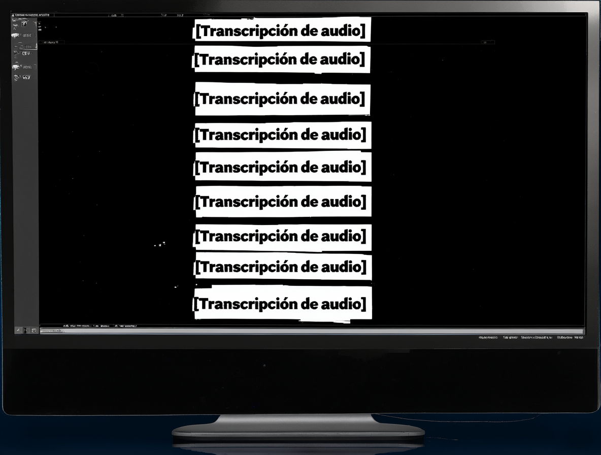 Vista cercana de un terminal con texto de transcripción.