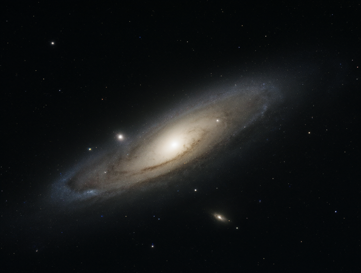 Vista completa de la galaxia de Andrómeda en el cielo nocturno estrellado.