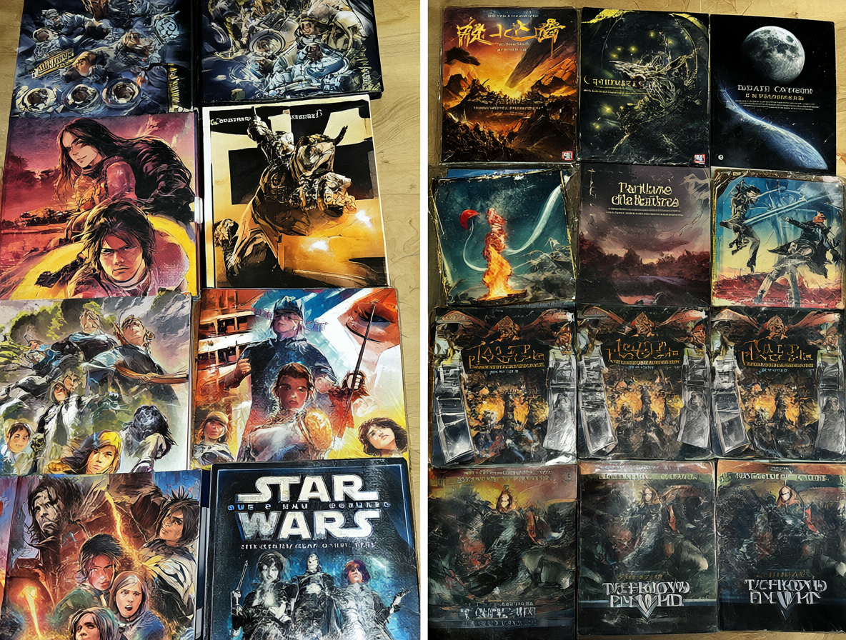 Imagen dividida mostrando posters de la trilogía de las secuelas de Star Wars junto con portadas de novelas clásicas de Leyendas como Darth Plagueis y Thrawn, resaltando una elección narrativa.