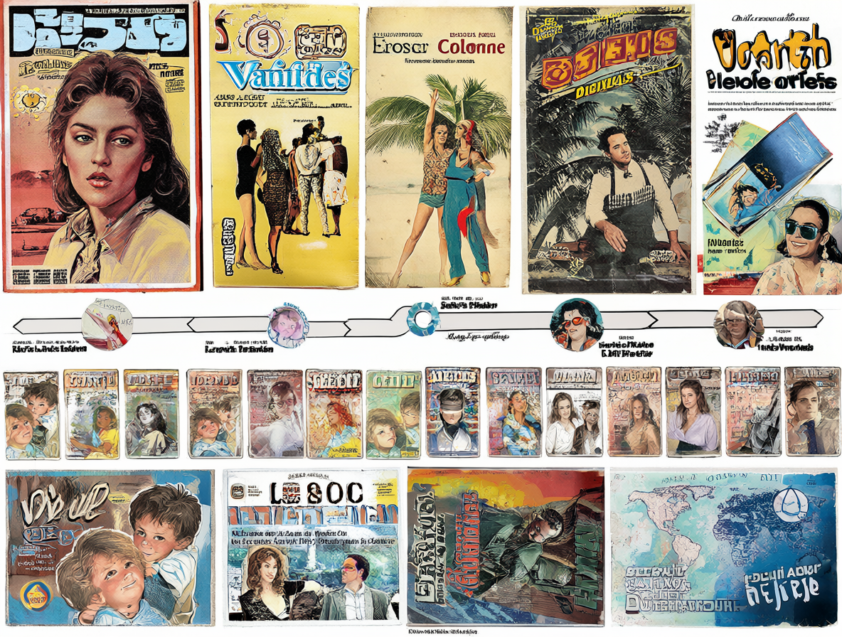 Collage histórico mostrando portadas vintage de revistas como Caras, Vanidades y Cosmopolitan de los años 90, junto con una línea de tiempo que detalla los cierres en Chile y Colombia en 2019, finalizando con el regreso moderno mediante licencias a Alfa Editores.