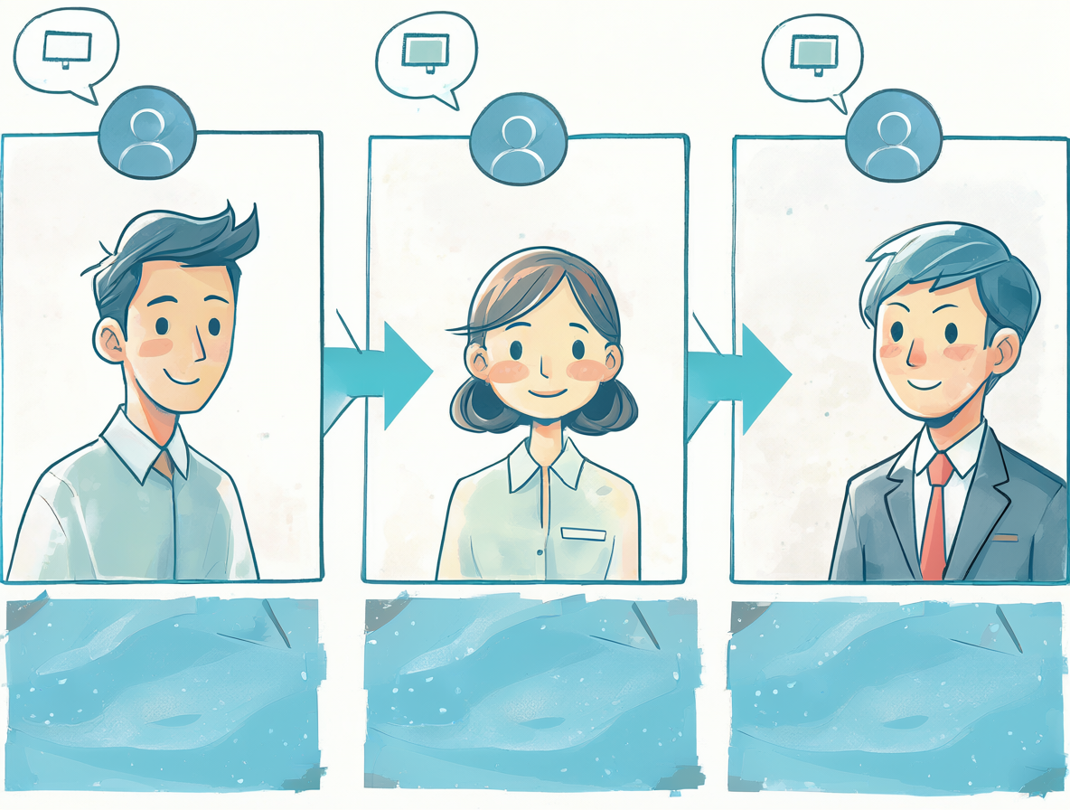 Ilustración comparativa de los tres tipos de interlocutores en la comunicación digital.