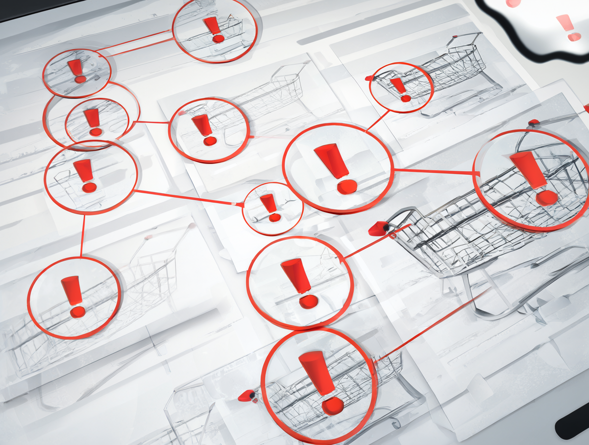 Interfaz digital de un sitio de comercio electrónico resaltando estafas comunes y advertencias de seguridad.