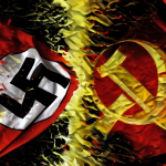Una imagen que contrasta los símbolos nazis con los socialistas para mostrar la discrepancia en sus nombres.