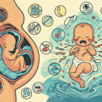 Ilustración conceptual mostrando una silueta fetal protegida y un bebé llorando rodeado de iconos médicos vacíos, simbolizando la falta de apoyo postnatal en grupos provida.