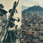 Imagen dividida mostrando el pasado autoritario y el presente moderno de Chile