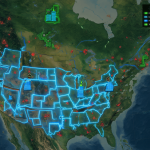 Mapa vectorial detallado mostrando el territorio de Estados Unidos fragmentado en diferentes entidades soberanas o controladas por corporaciones.
